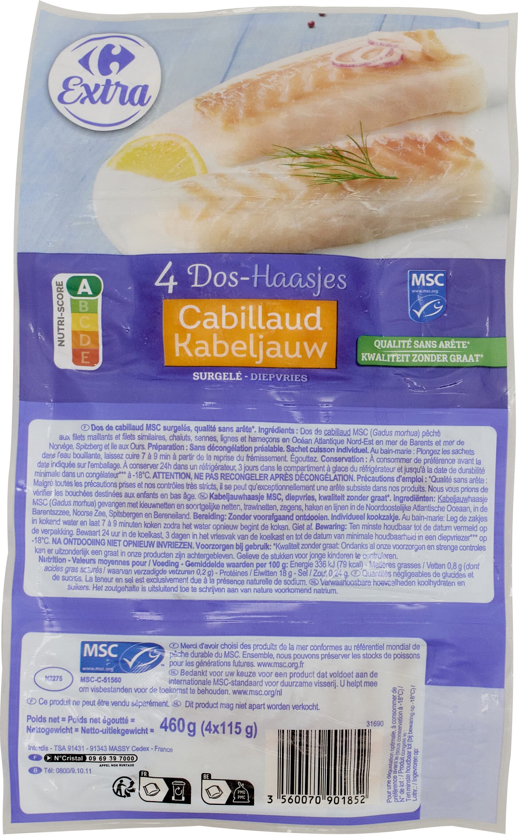 Carrefour 4 Dos de Cabillaud packshot