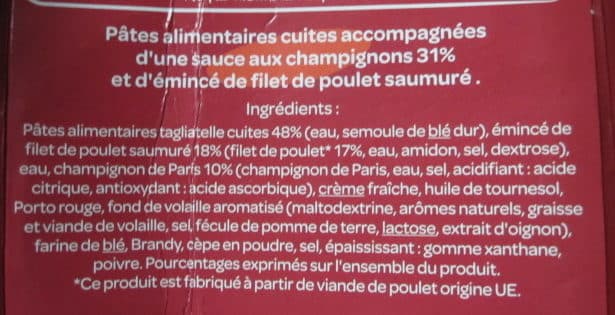 Carrefour Fusilli au Poulet SAUCE AUX CHAMPIGNONS packshot