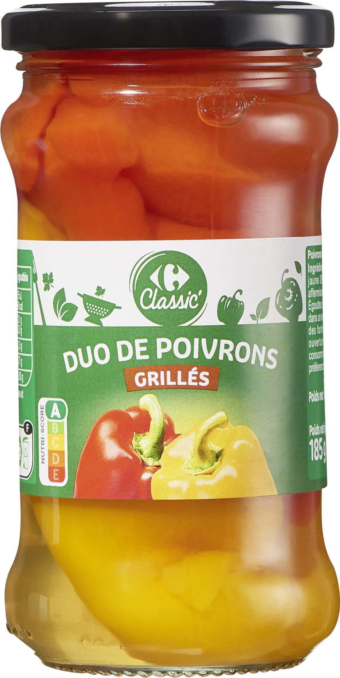 Carrefour Duo de poivrons rouge et jaune grillés et pelés packshot