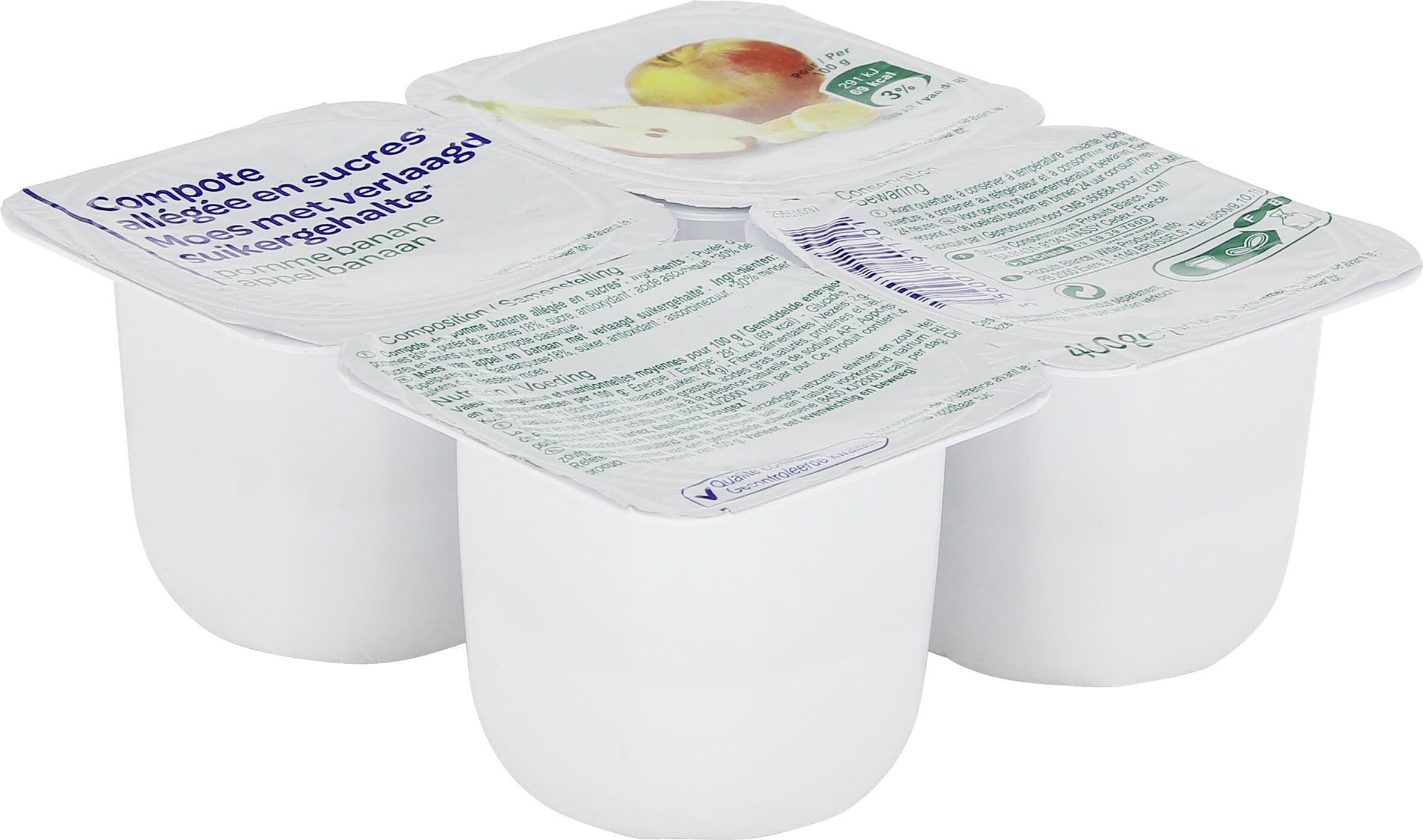 Carrefour Compote pomme banane allégée en sucre* packshot