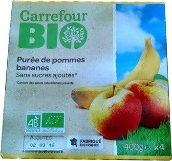 Carrefour Purée de pommes bananes packshot