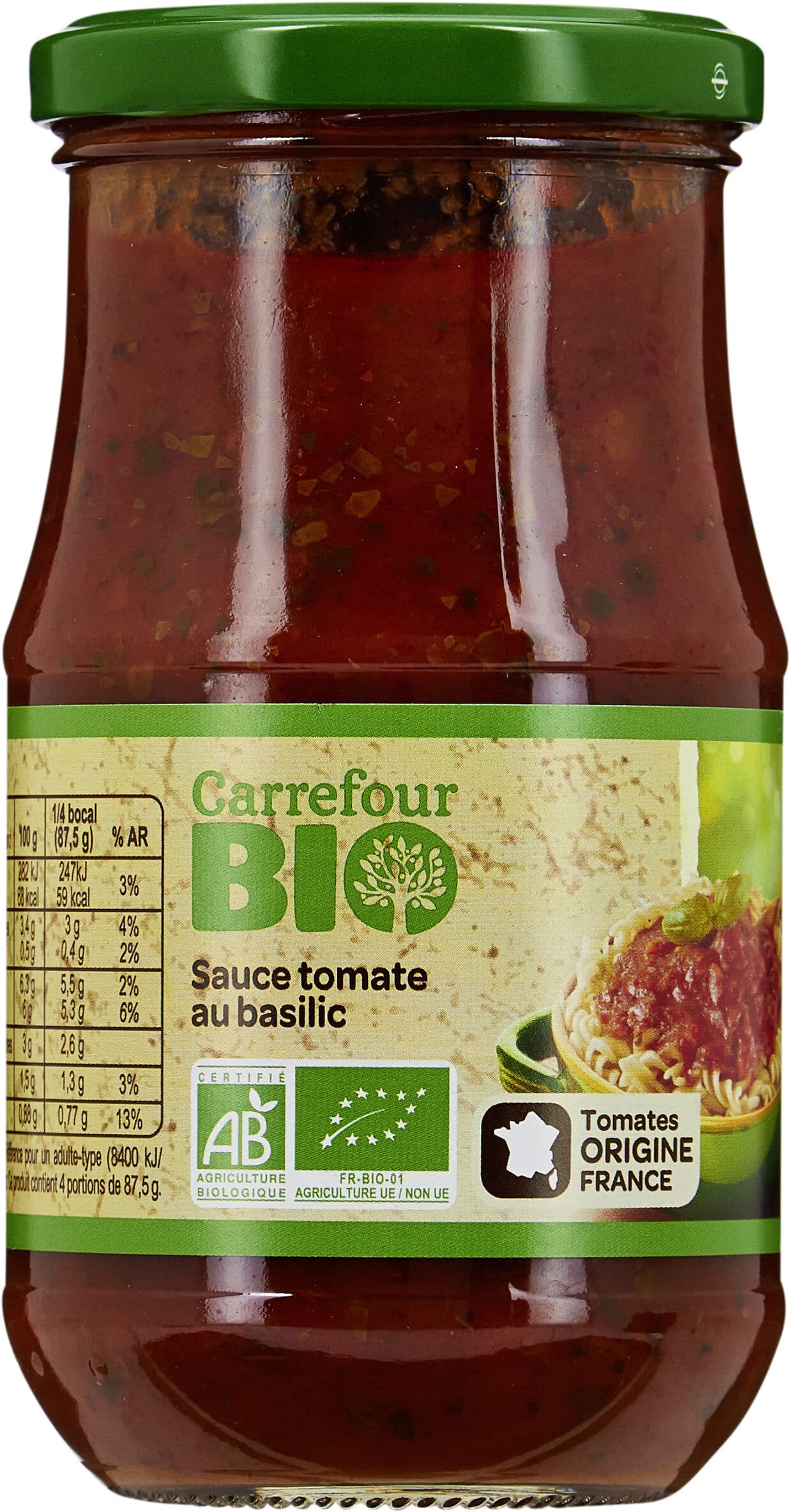 Carrefour BIO Sauce tomate au basilic packshot