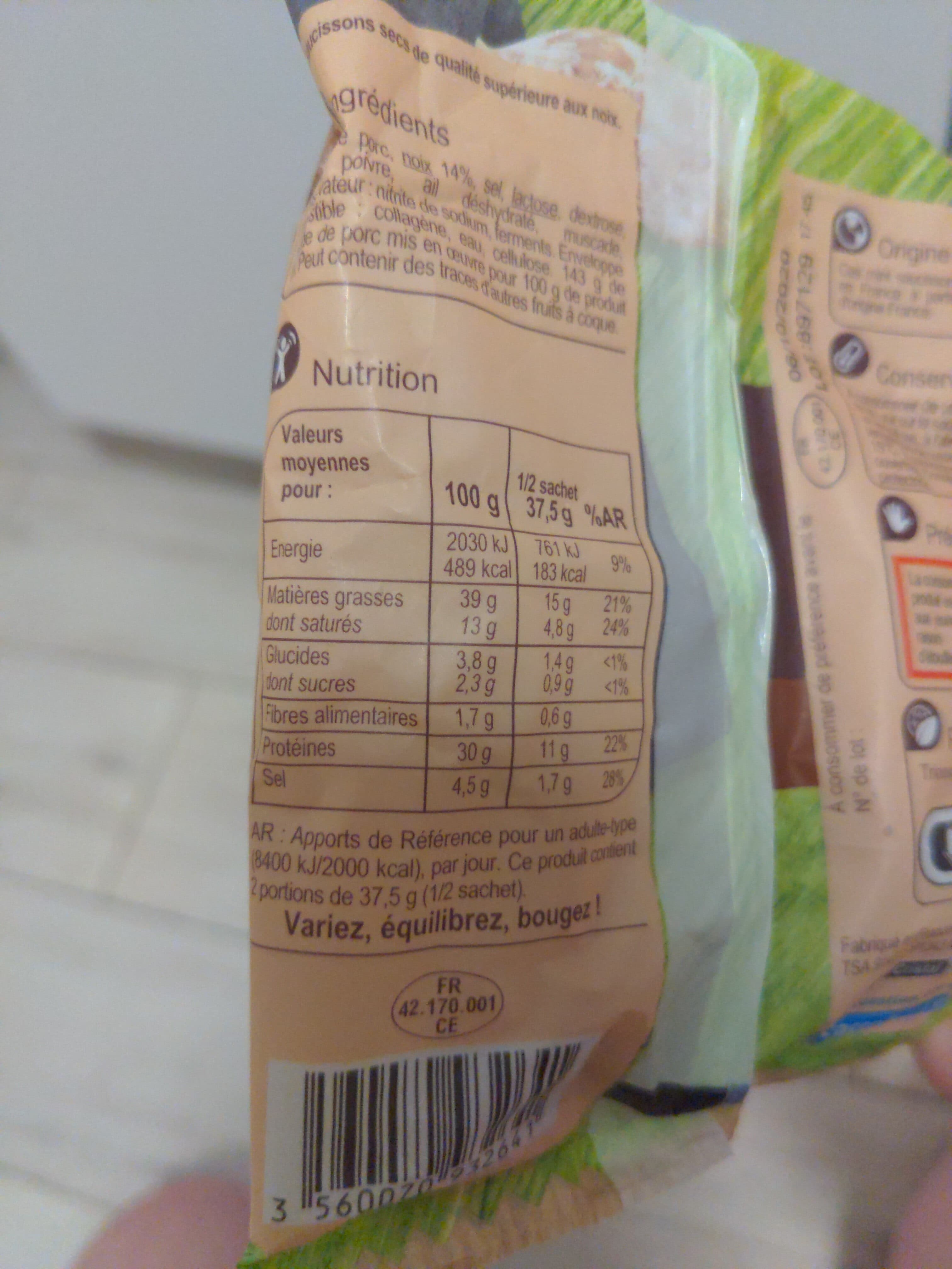 Carrefour Saucissons secs mini noix packshot
