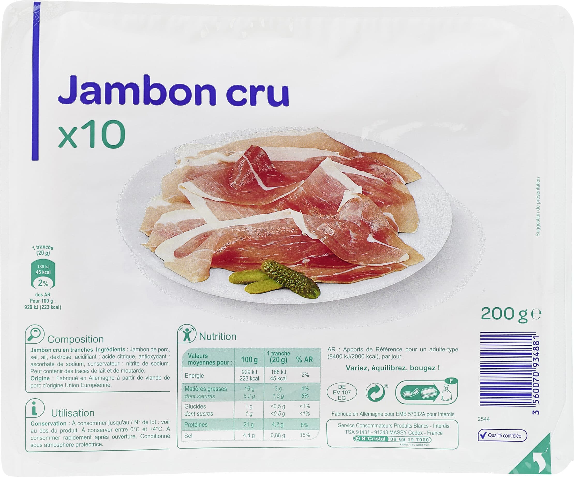 Carrefour Jambon cru packshot