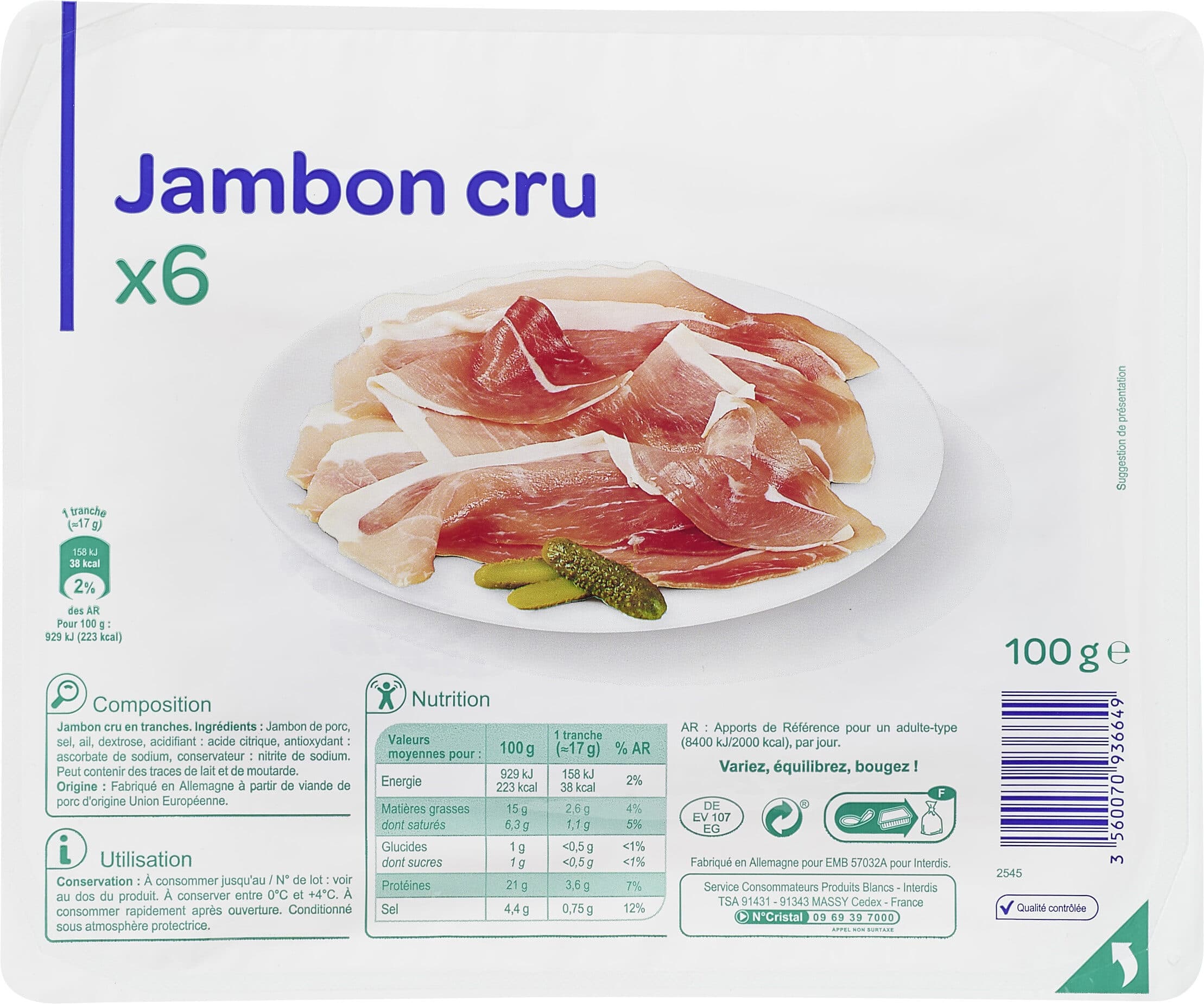 Carrefour Jambon cru packshot