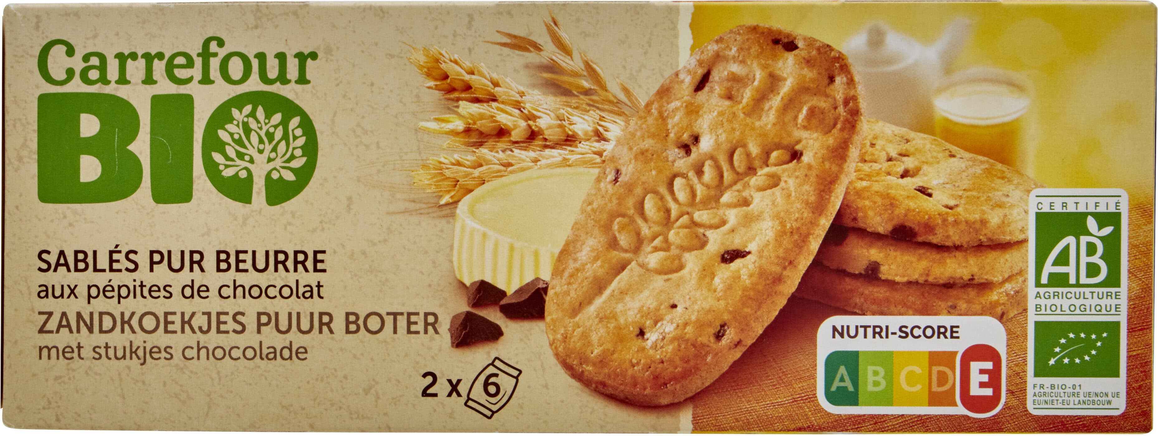 Carrefour BIO Sablés pur beurre aux pépites de chocolat packshot