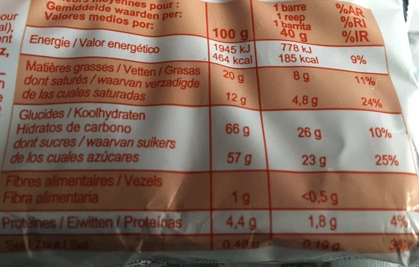Carrefour Barres au caramel packshot