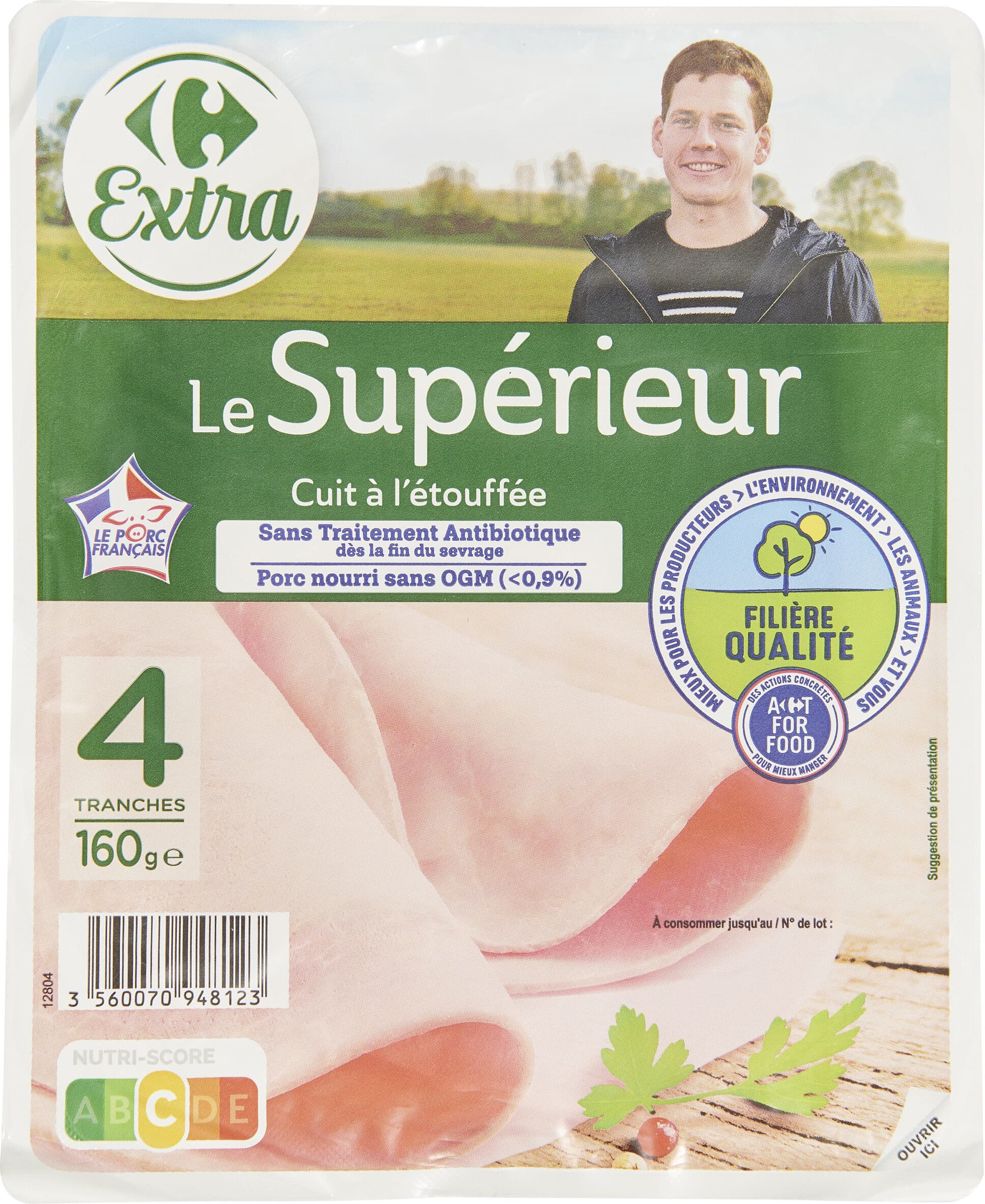 Filière Qualité Jambon Supérieur sans Couenne sans antibiotiques packshot