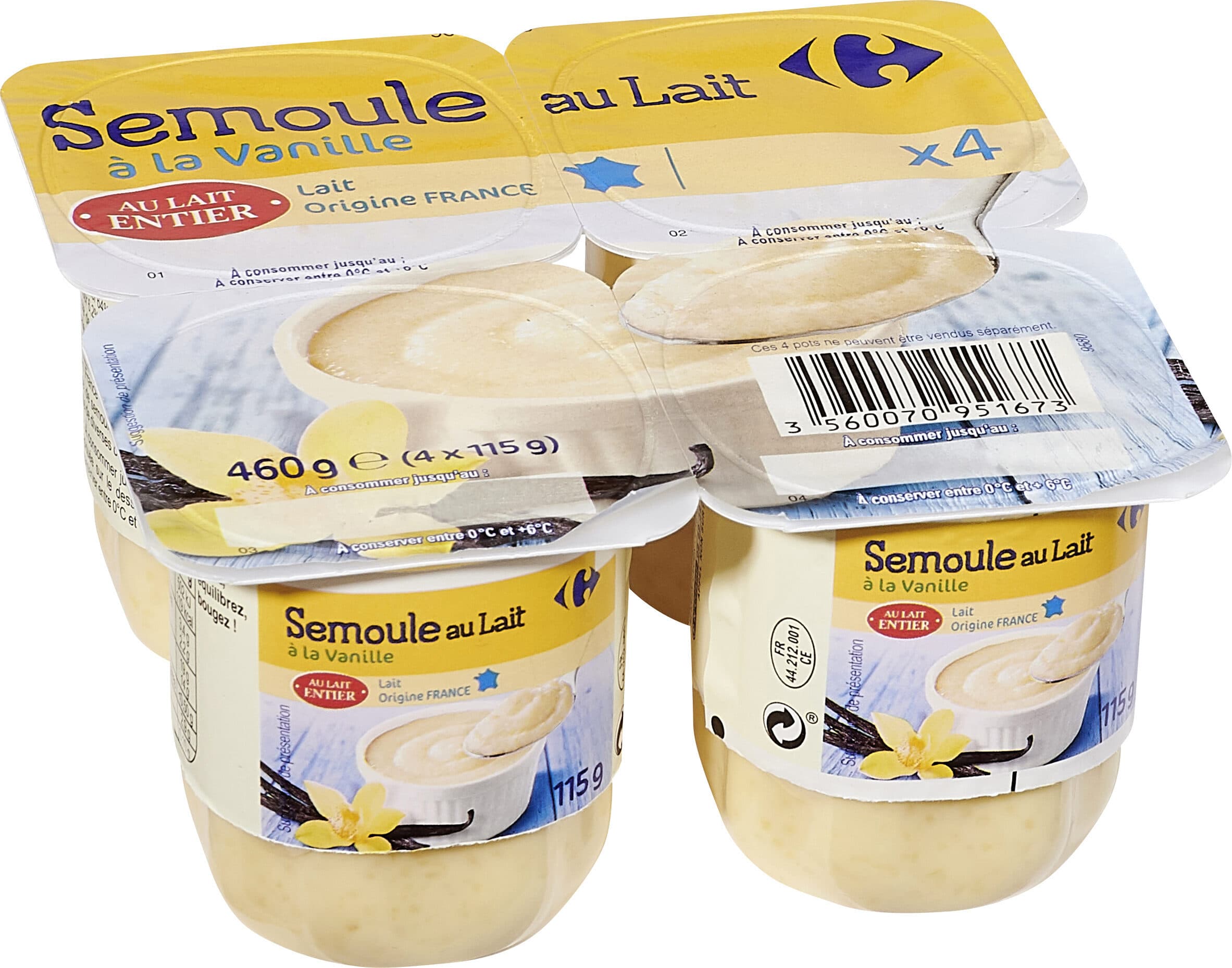Carrefour Semoule au Lait à la Vanille packshot