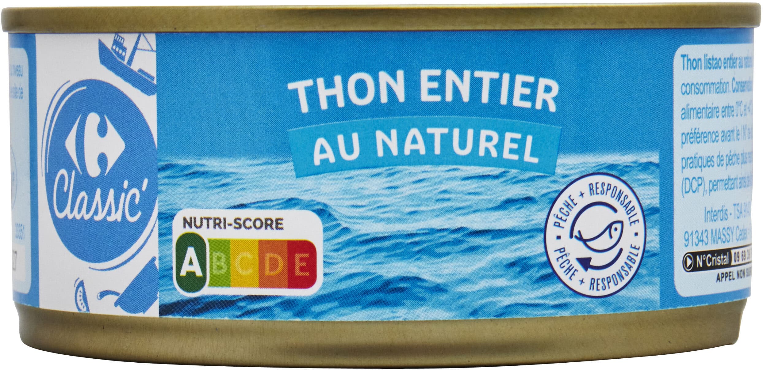 Carrefour Thon entier au naturel packshot