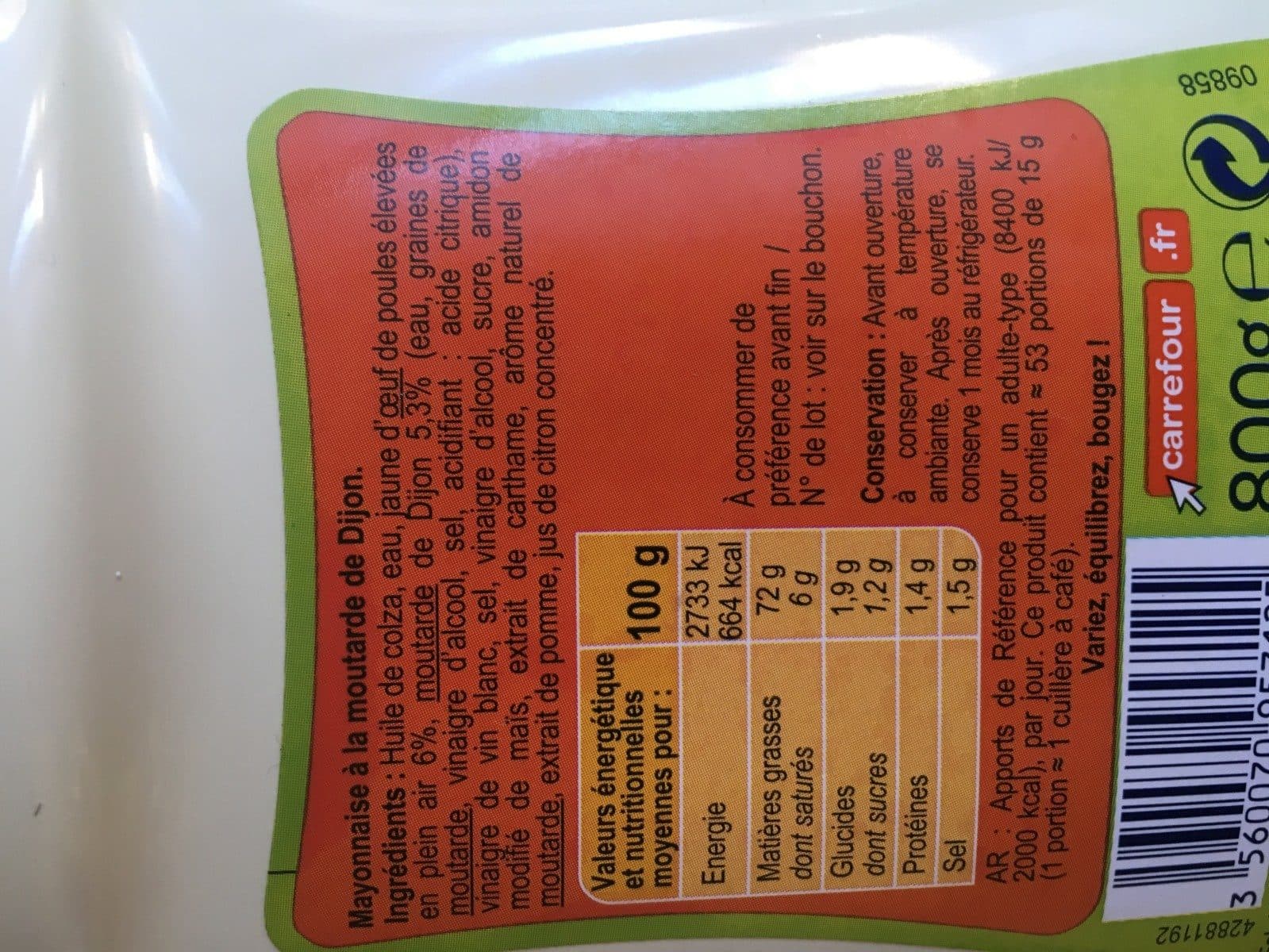 Carrefour Mayonnaise à la moutarde de Dijon packshot