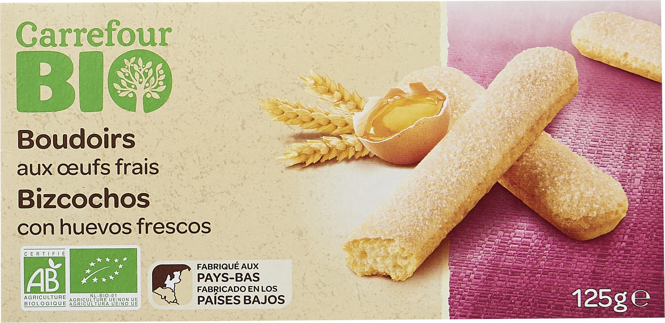 Carrefour BIO Bizcochos con huevos frescos packshot