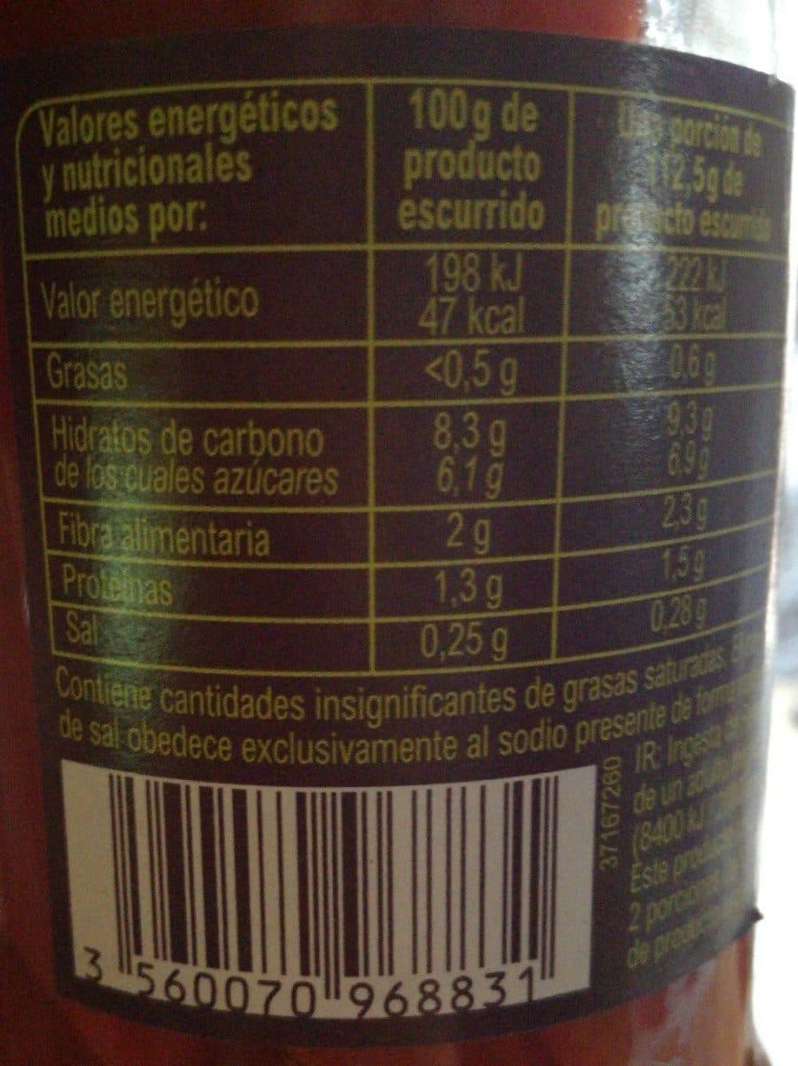 Carrefour Pimientos del piquillo enteros asados bajo en sal packshot