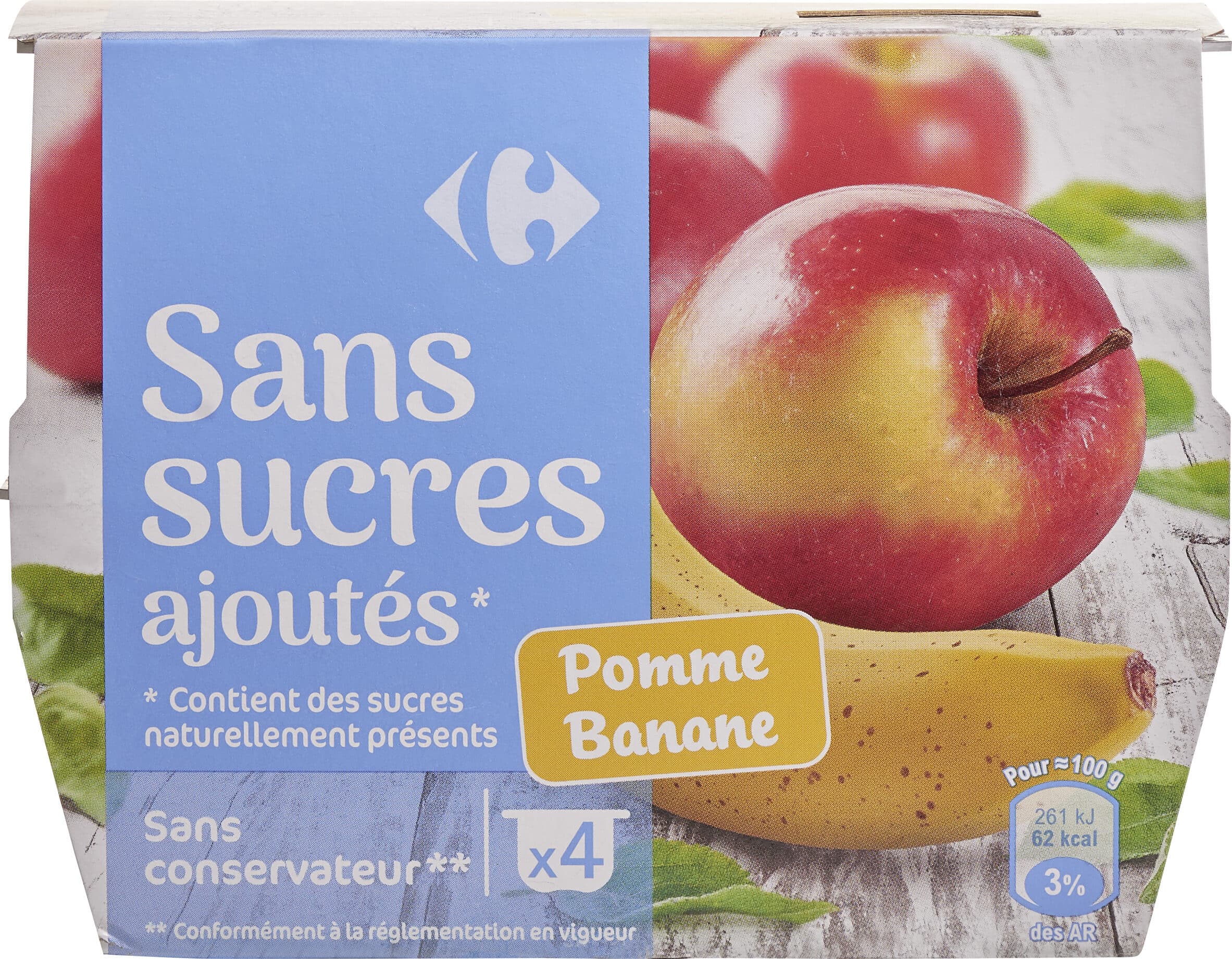 Carrefour Pomme Banane Sans sucres ajoutés* packshot