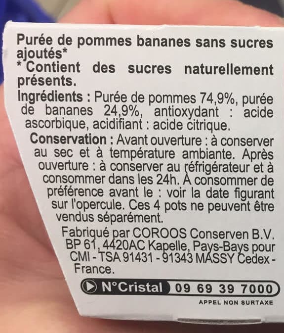 Carrefour Pomme Banane Sans sucres ajoutés* packshot