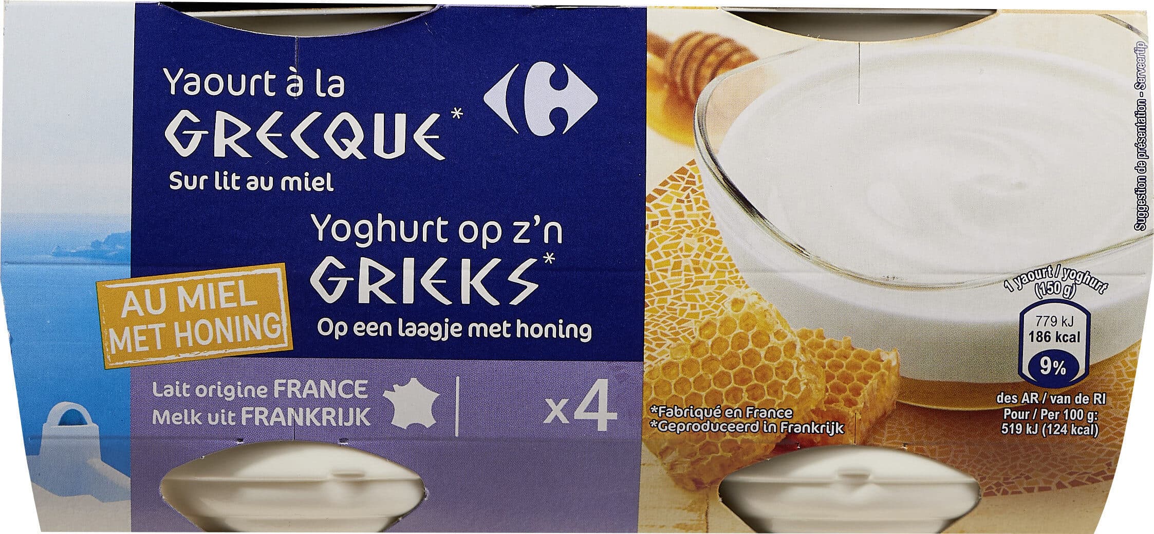 Carrefour Yaourt à la GRECQUE Sur lit au miel packshot