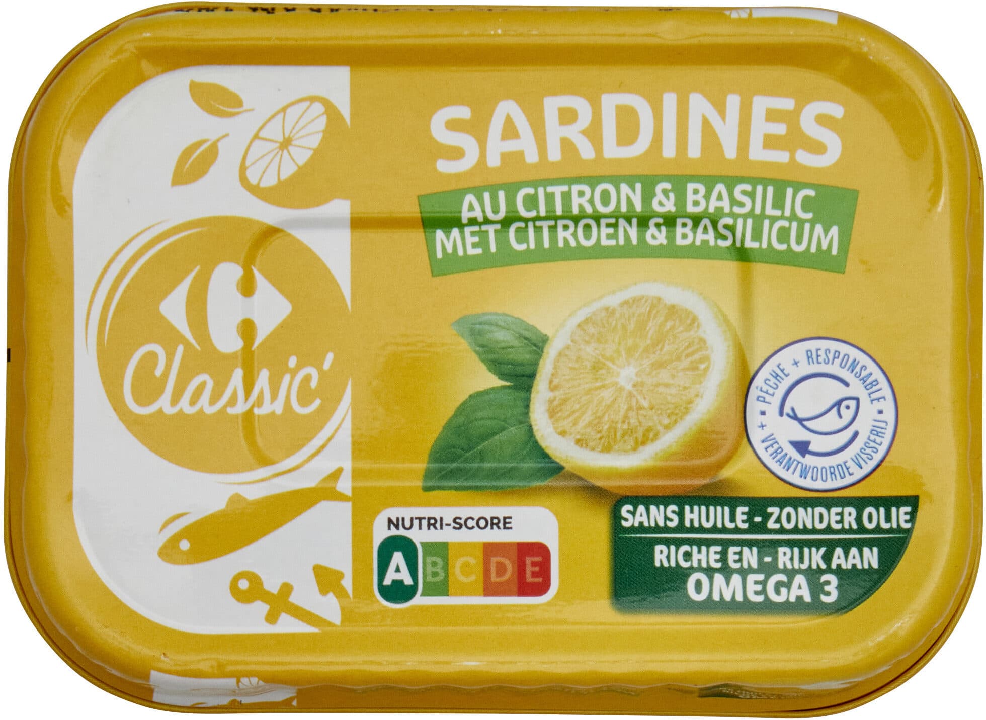 Carrefour Sardines au citron & basilic packshot