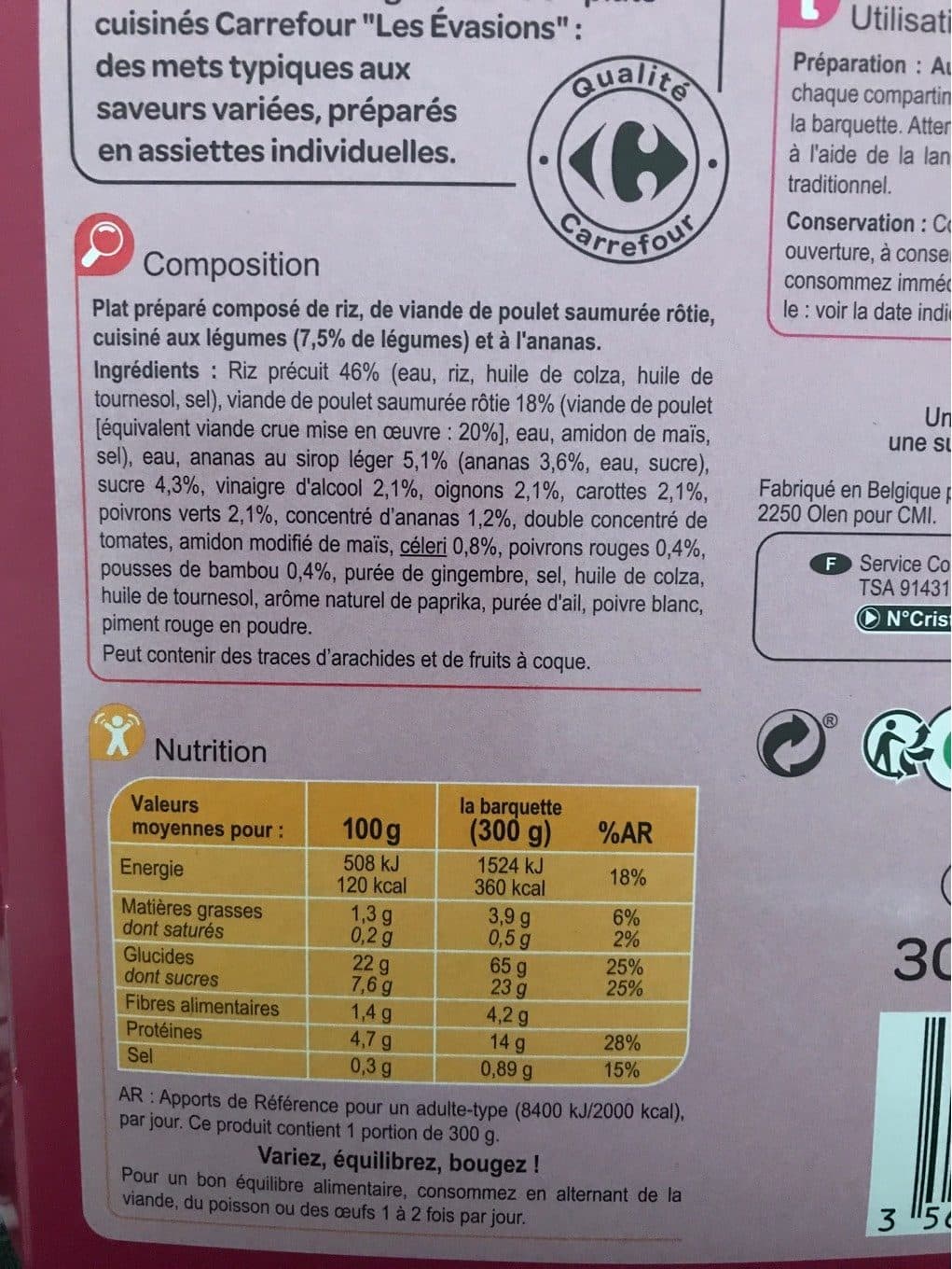 Carrefour Poulet aigre-doux & son riz packshot