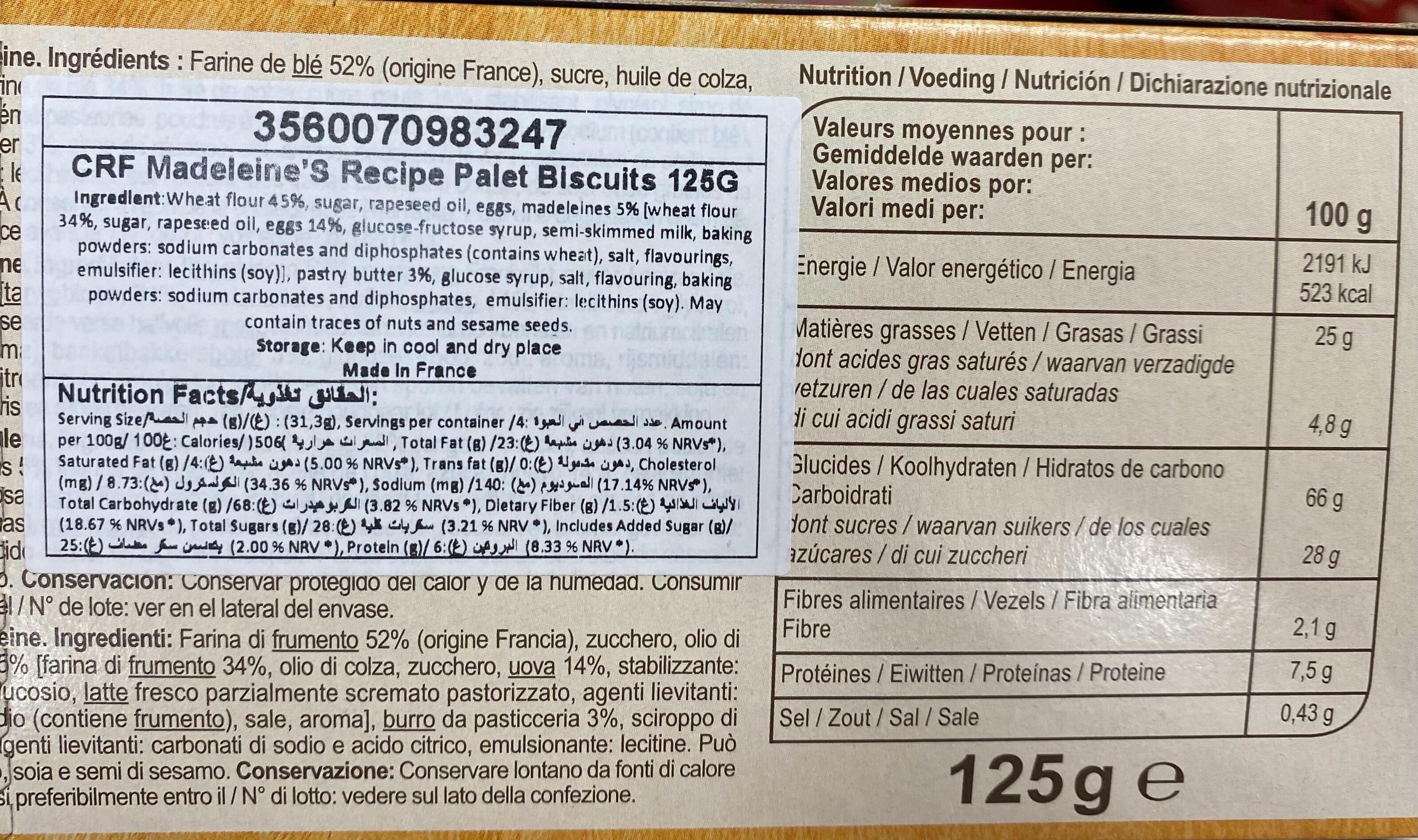 Carrefour Les Palets Recette à la Madeleine packshot