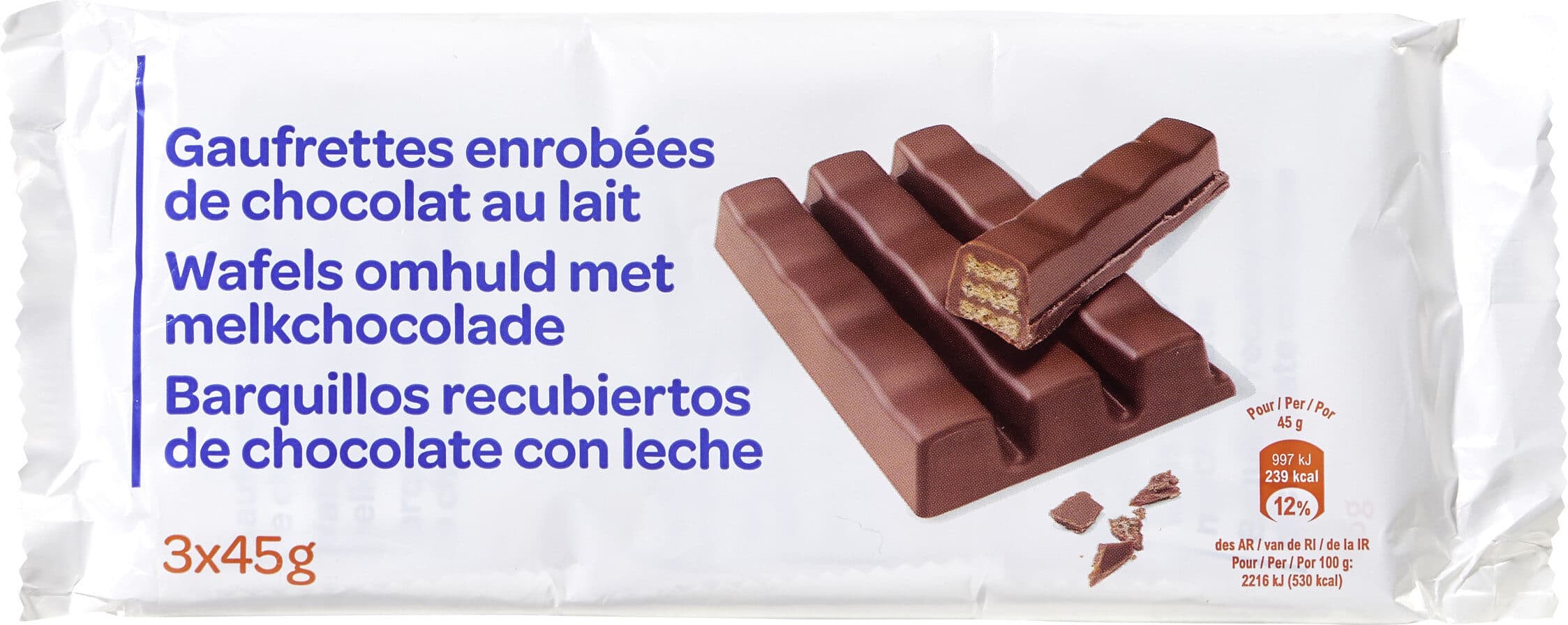 Carrefour Barrita de galleta crujiente bañada en chocolate packshot