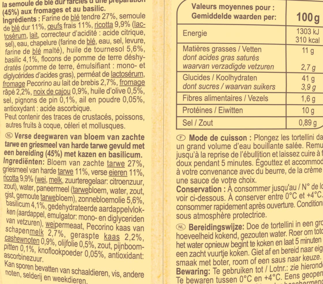 Carrefour Tortellini Pesto packshot