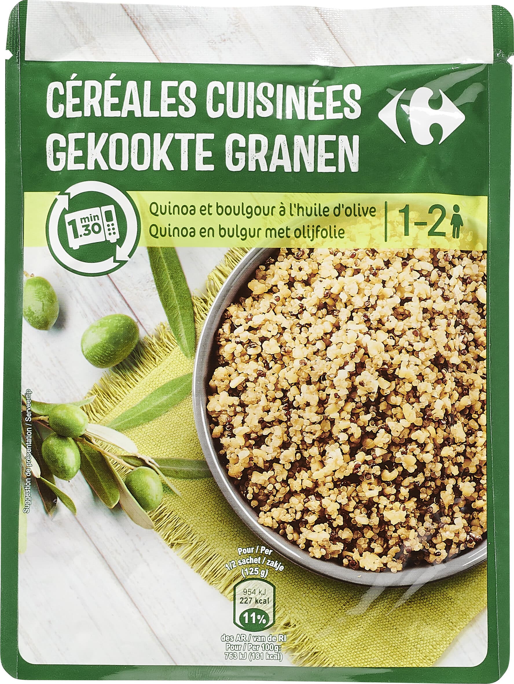 Carrefour QUINOA & BOULGOUR A l'huile d'olive vierge extra 2% packshot