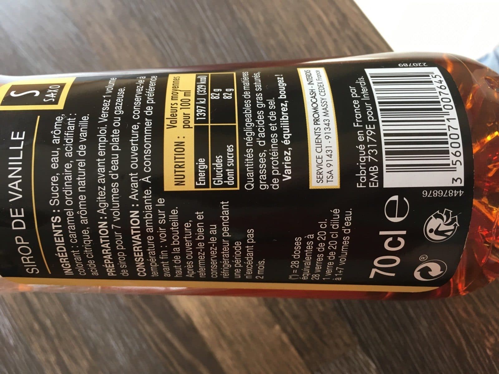 Carrefour Sirop saveur vanille packshot