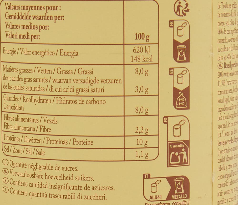 Carrefour Confit de canard et saucisses de Toulouse aux lentilles vertes packshot