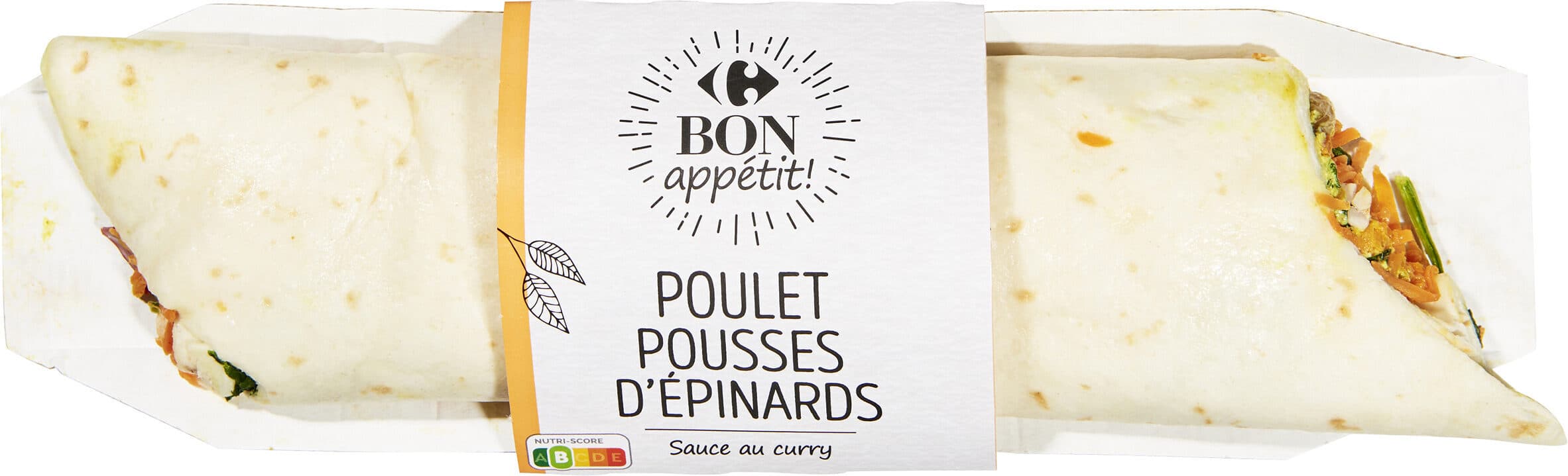 Bon App' WRAP POULET Pousses d'épinards SAUCE AU CURRY packshot