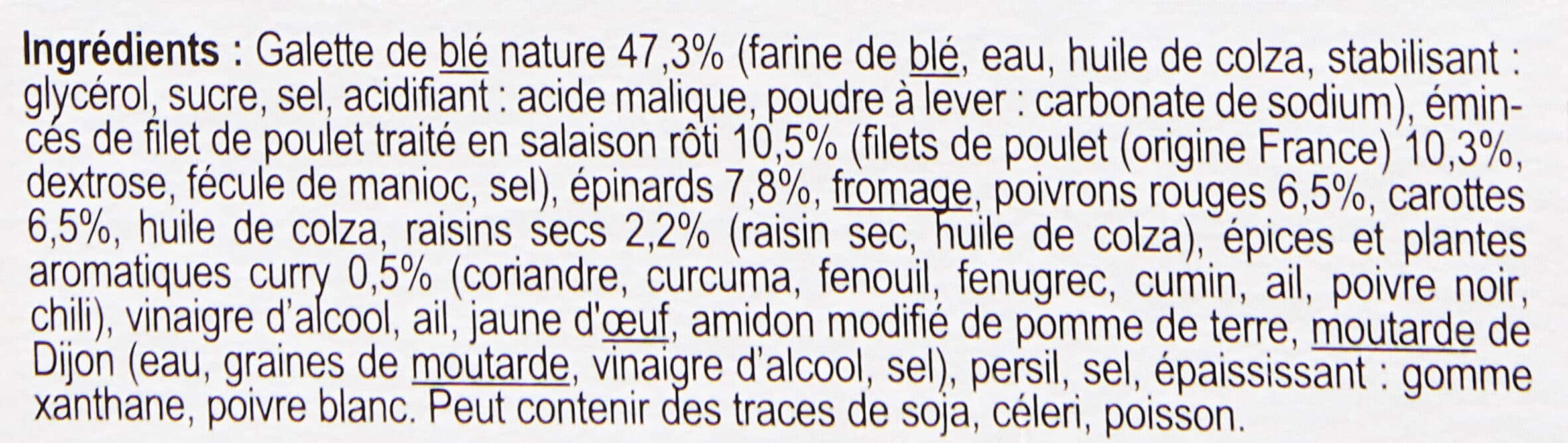 Bon App' WRAP POULET Pousses d'épinards SAUCE AU CURRY packshot