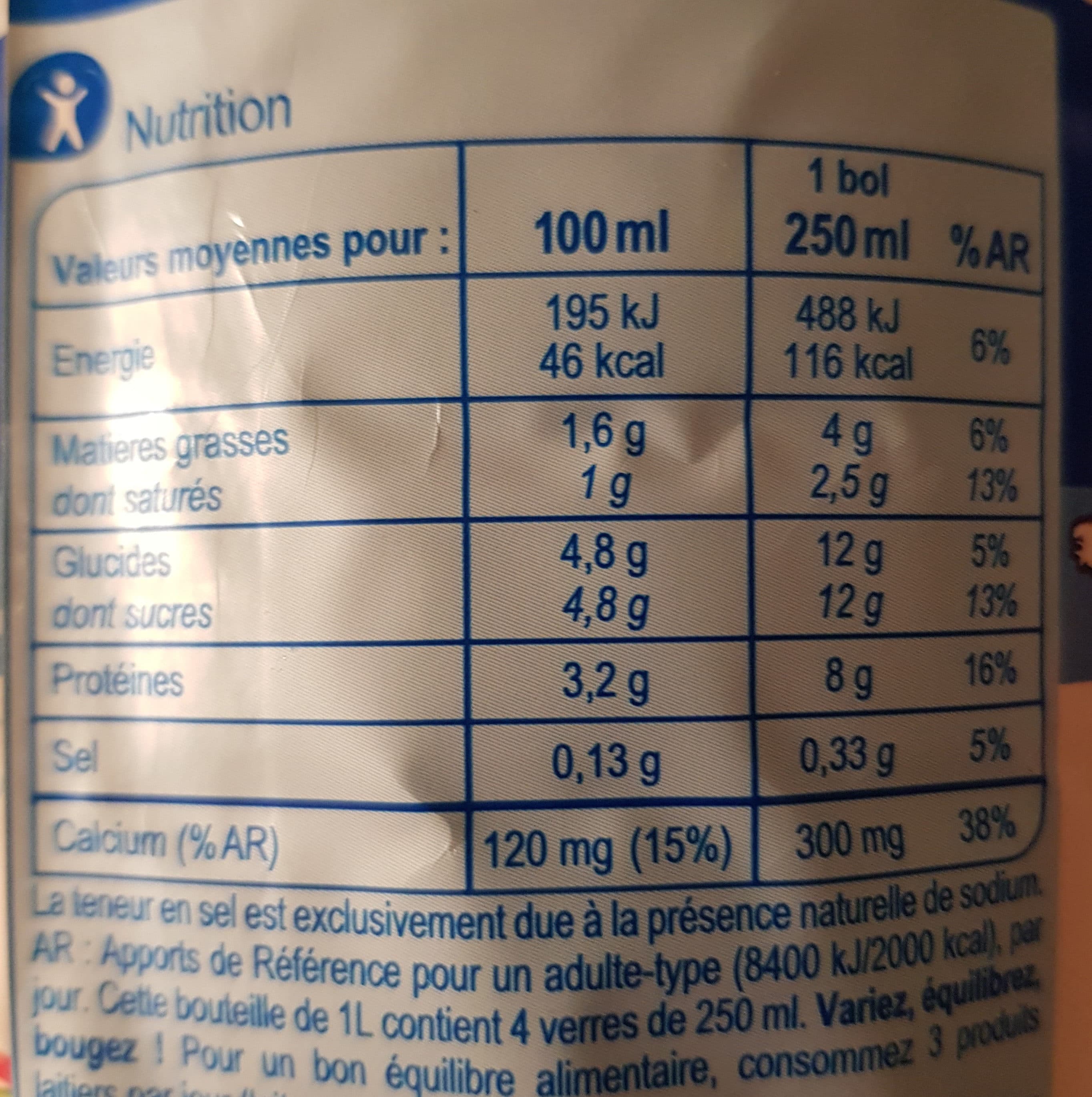 Carrefour LAIT DES CAMPAGNES DEMI-ÉCRÉMÉ De France packshot
