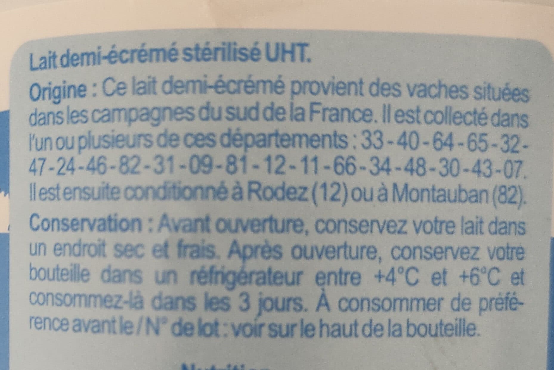 Carrefour Lait des campagnes demi-écrémé packshot