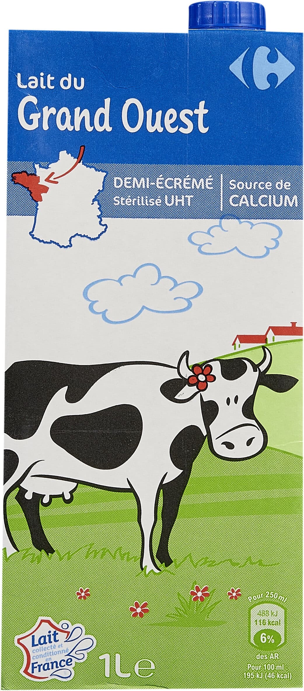 Carrefour Lait des campagnes demi ecreme packshot