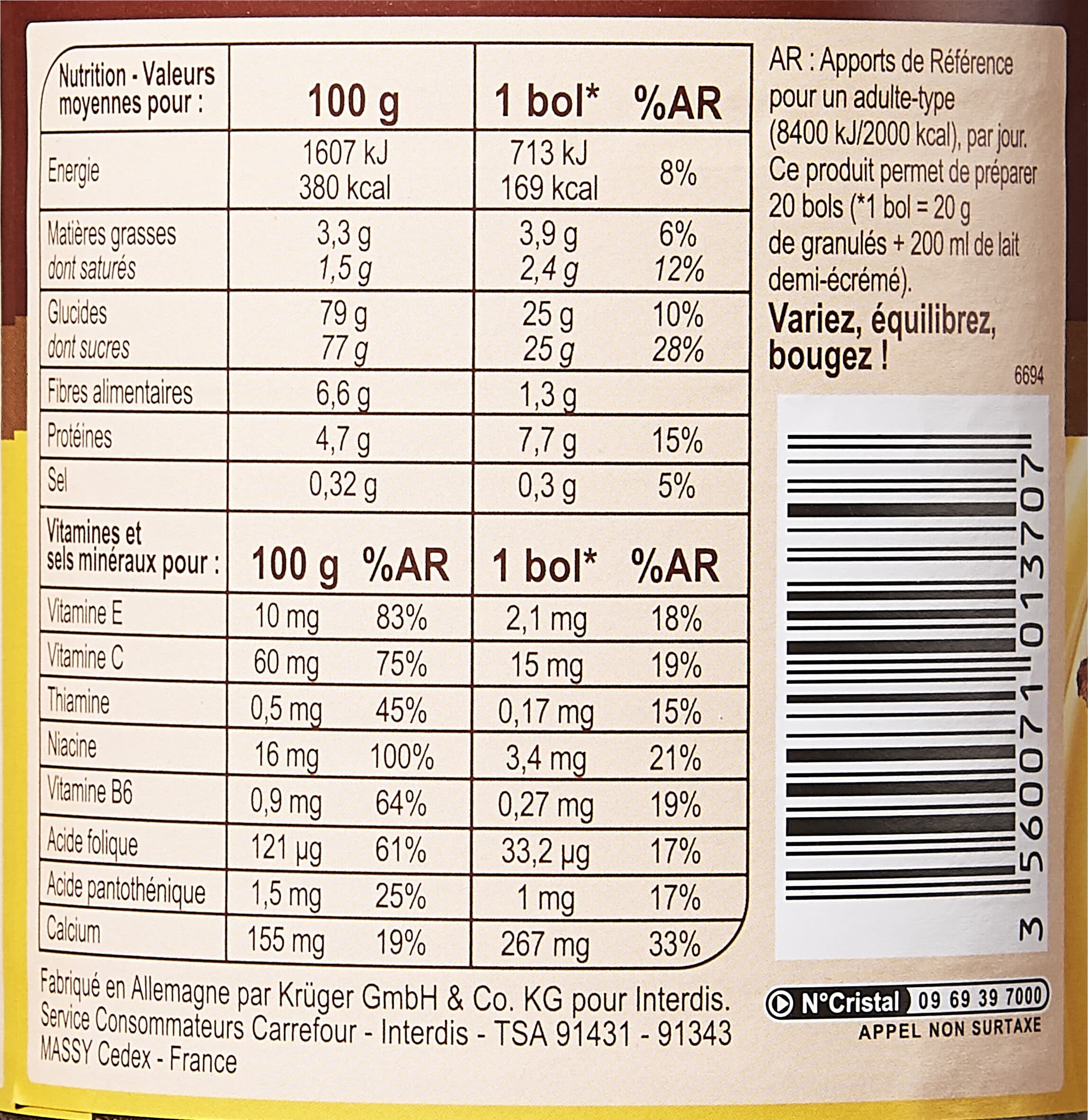 Carrefour Choco Break Goût chocolat packshot