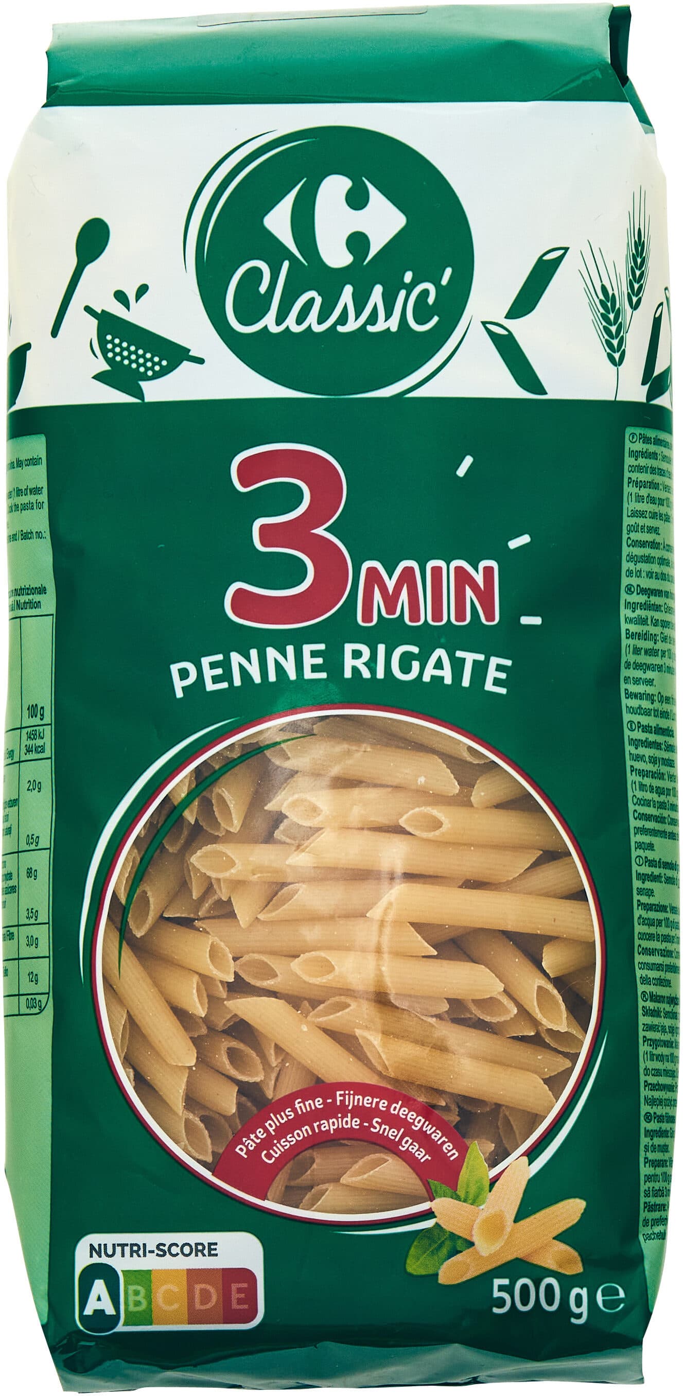 Carrefour 3min PENNE RIGATE CUISSON RAPIDE packshot