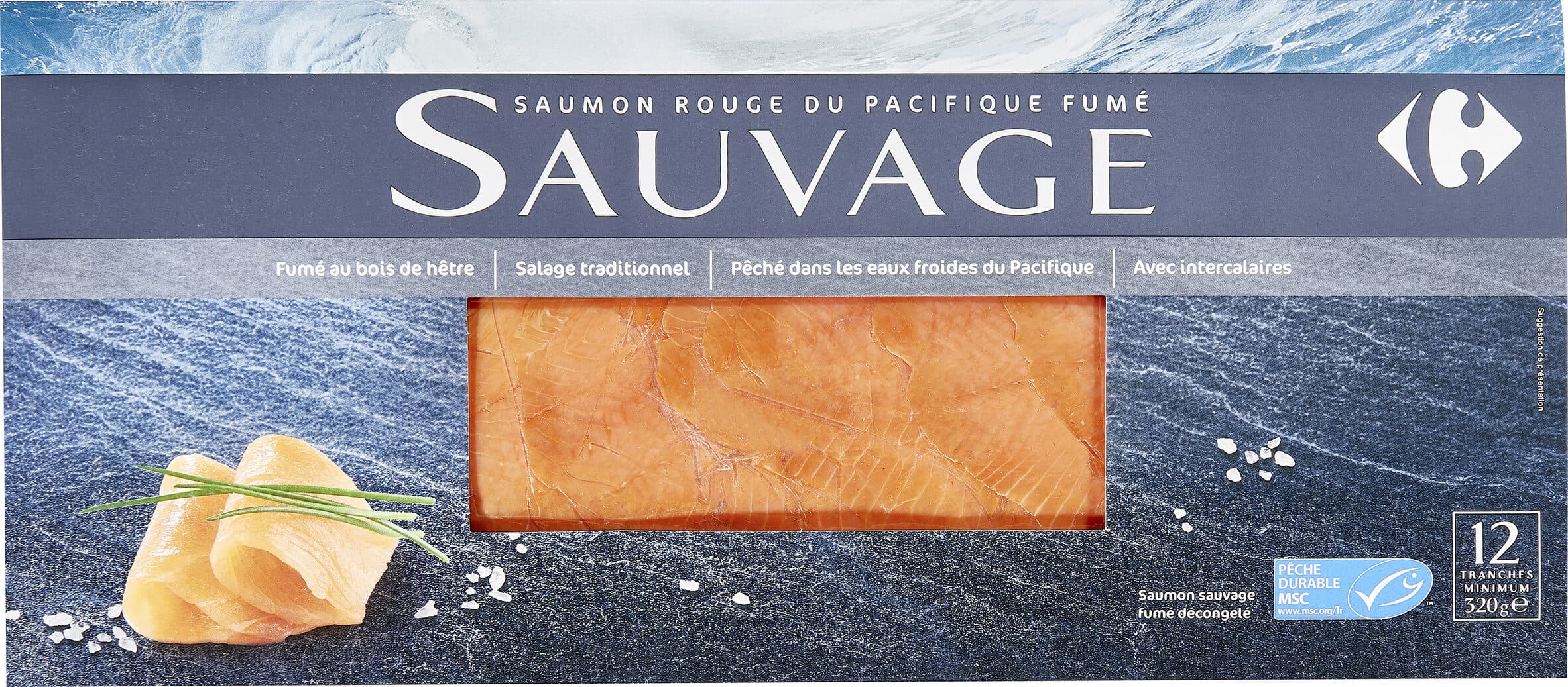 Carrefour Saumon Rouge du Pacifique fumé Sauvage Décongelé packshot