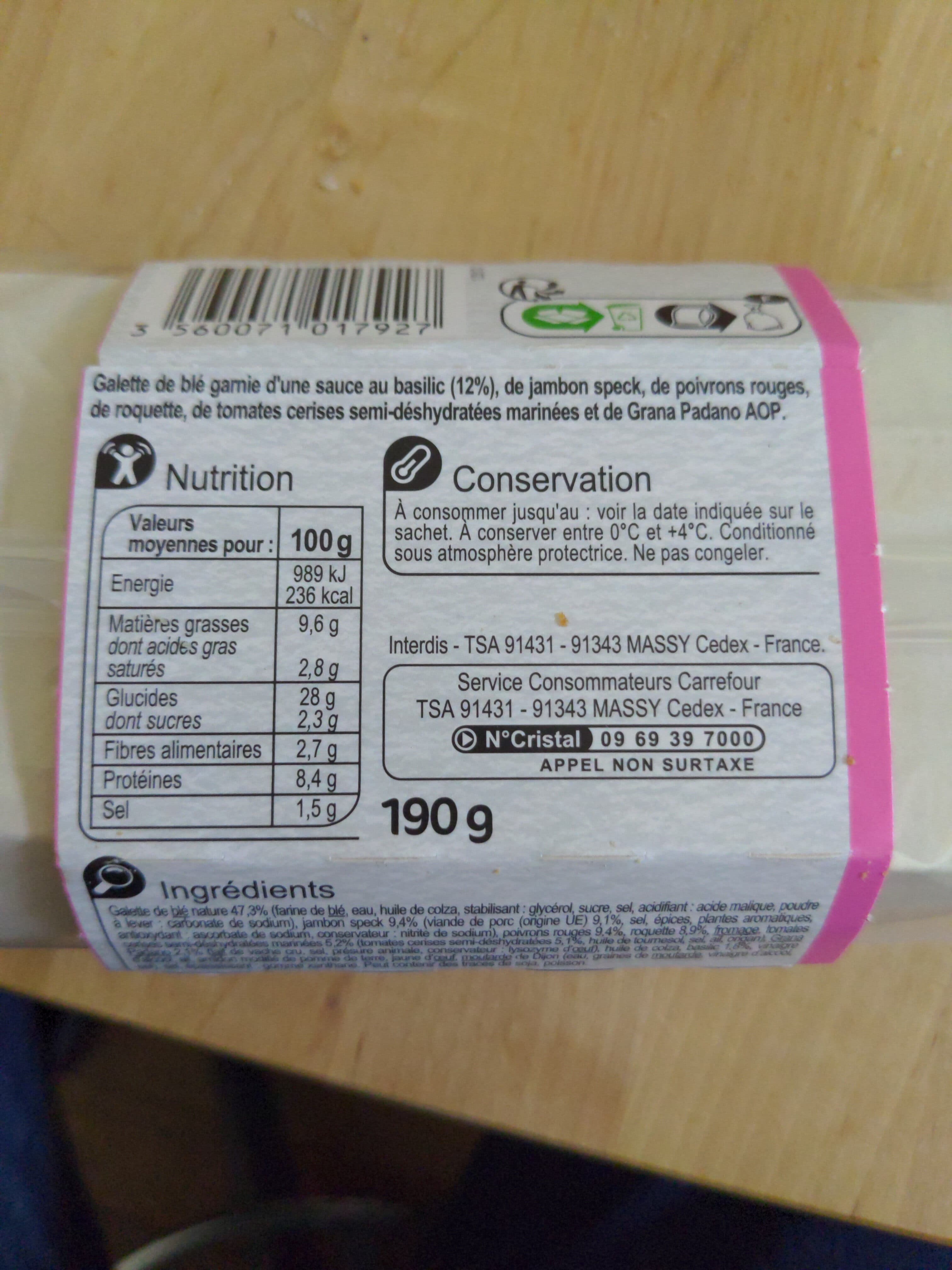 Carrefour WRAP SPECK Poivron rouge roquette packshot
