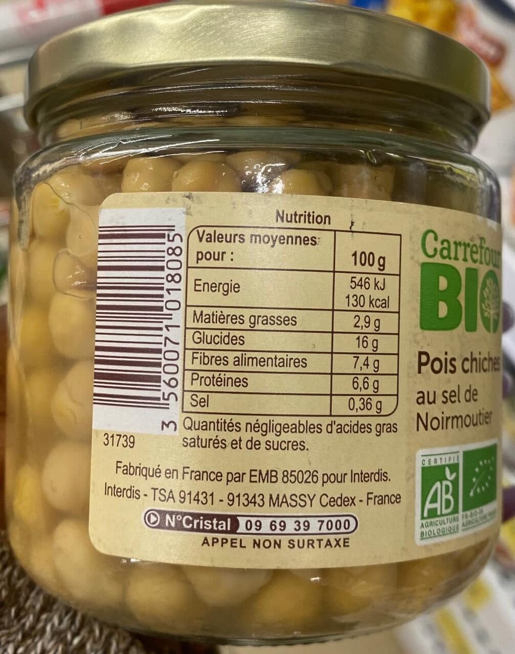 Carrefour BIO Pois chiches au sel de Noirmoutier packshot