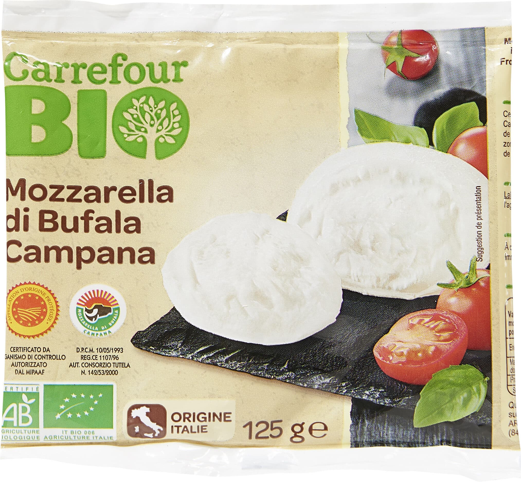 Carrefour BIO Mozzarella di Bufala Campana AOP packshot
