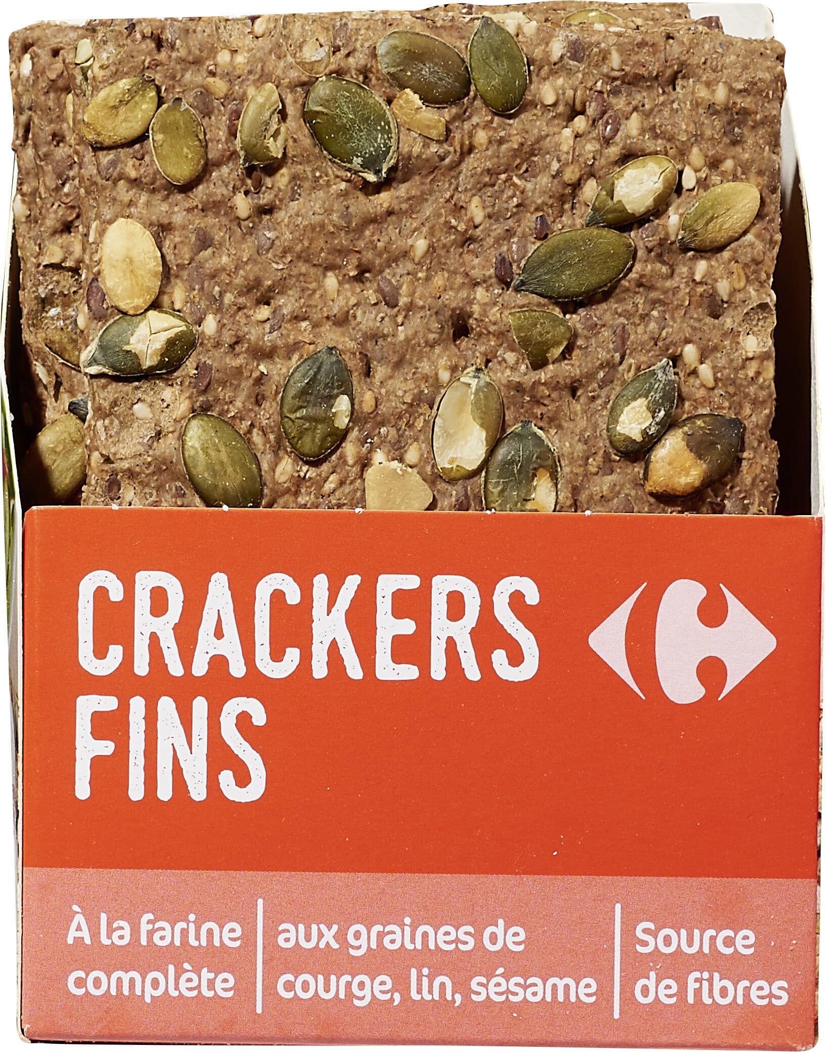 Carrefour Crackers Aux graines de courge, lin et sésame packshot