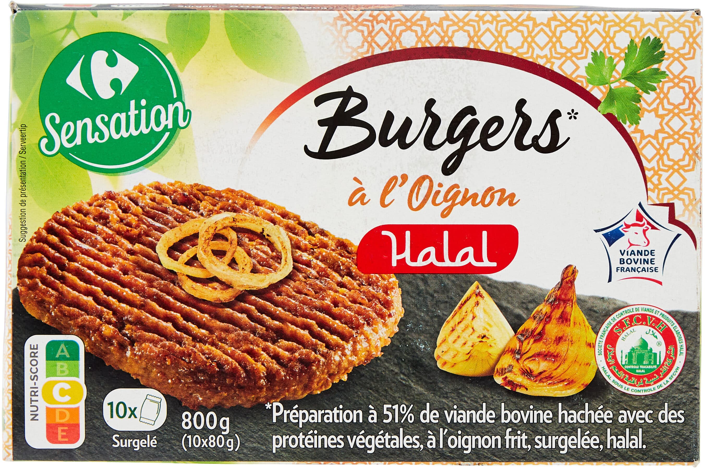 Carrefour Burgers* à l'Oignon Halal packshot