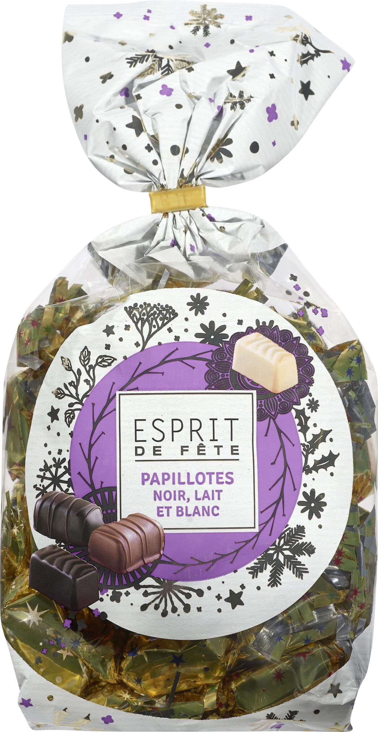 Carrefour Papillotes Noir, Lait et Blanc packshot