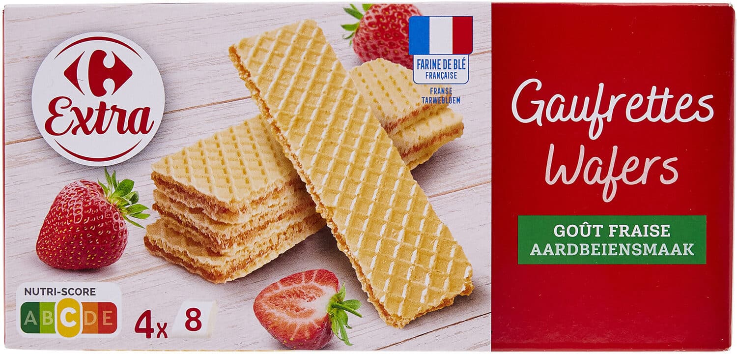 Carrefour Gaufrettes goût fraise packshot