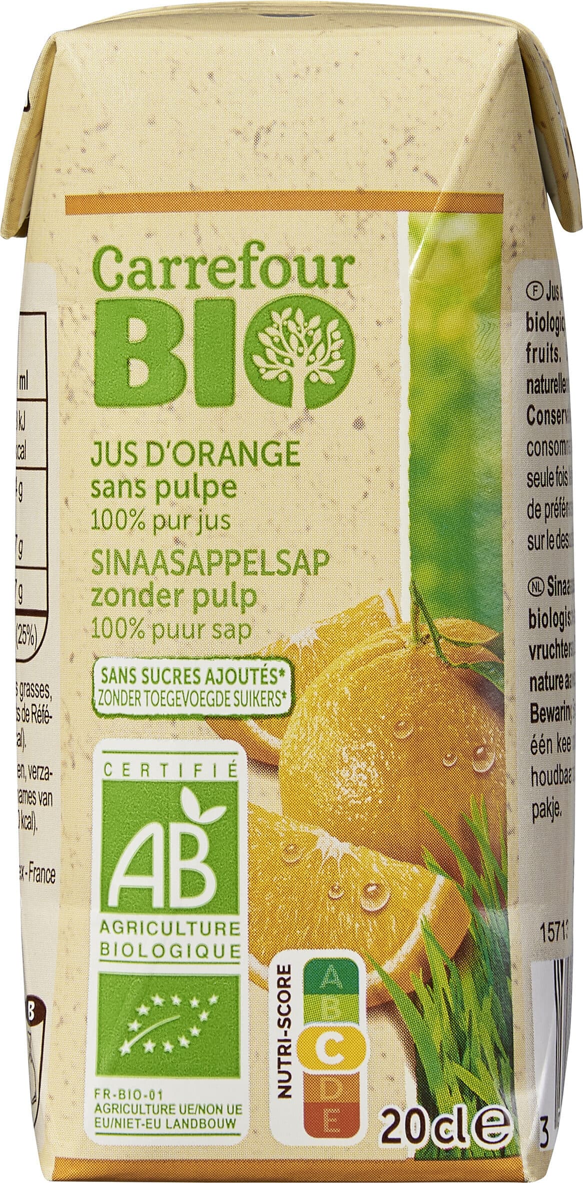 Carrefour BIO 100% PUR JUS ORANGE Sans pulpe packshot