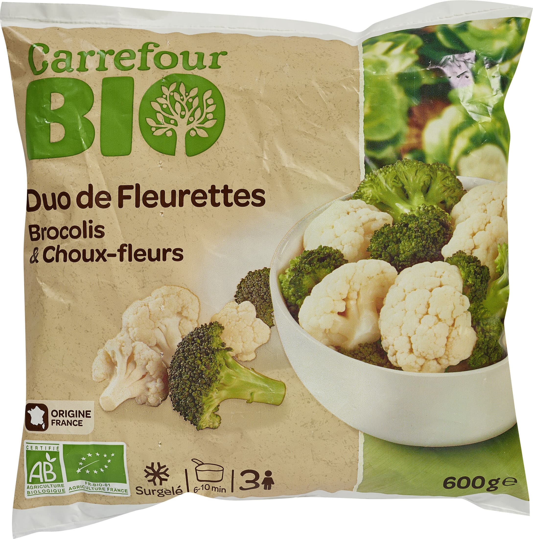 Carrefour BIO Duo de fleurettes brocolis & choux-fleurs packshot