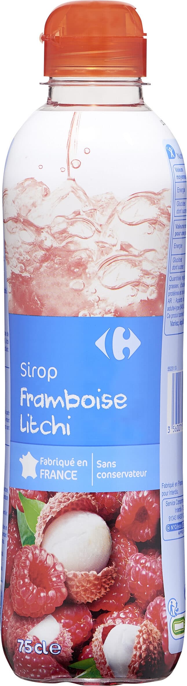 Carrefour Sirop framboise-litchi packshot