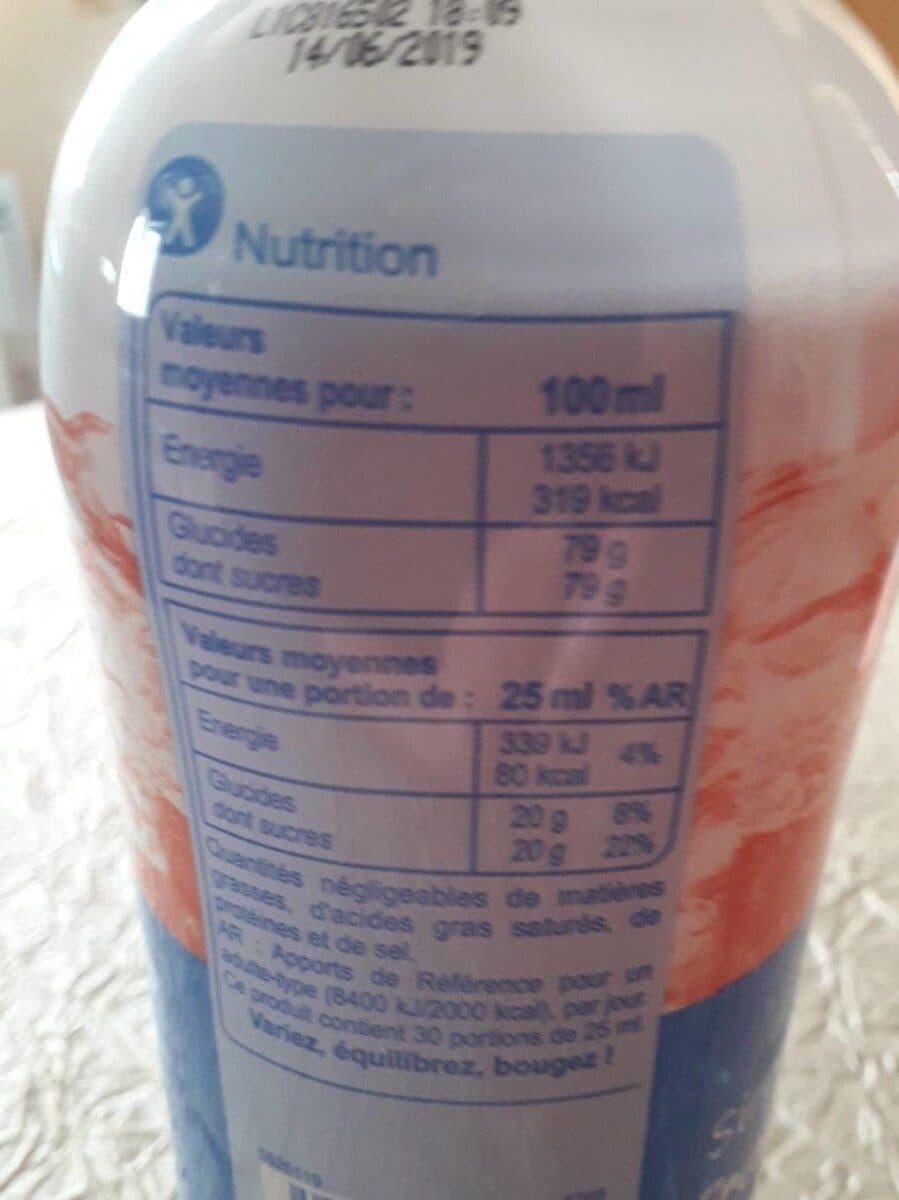 Carrefour Sirop framboise-litchi packshot