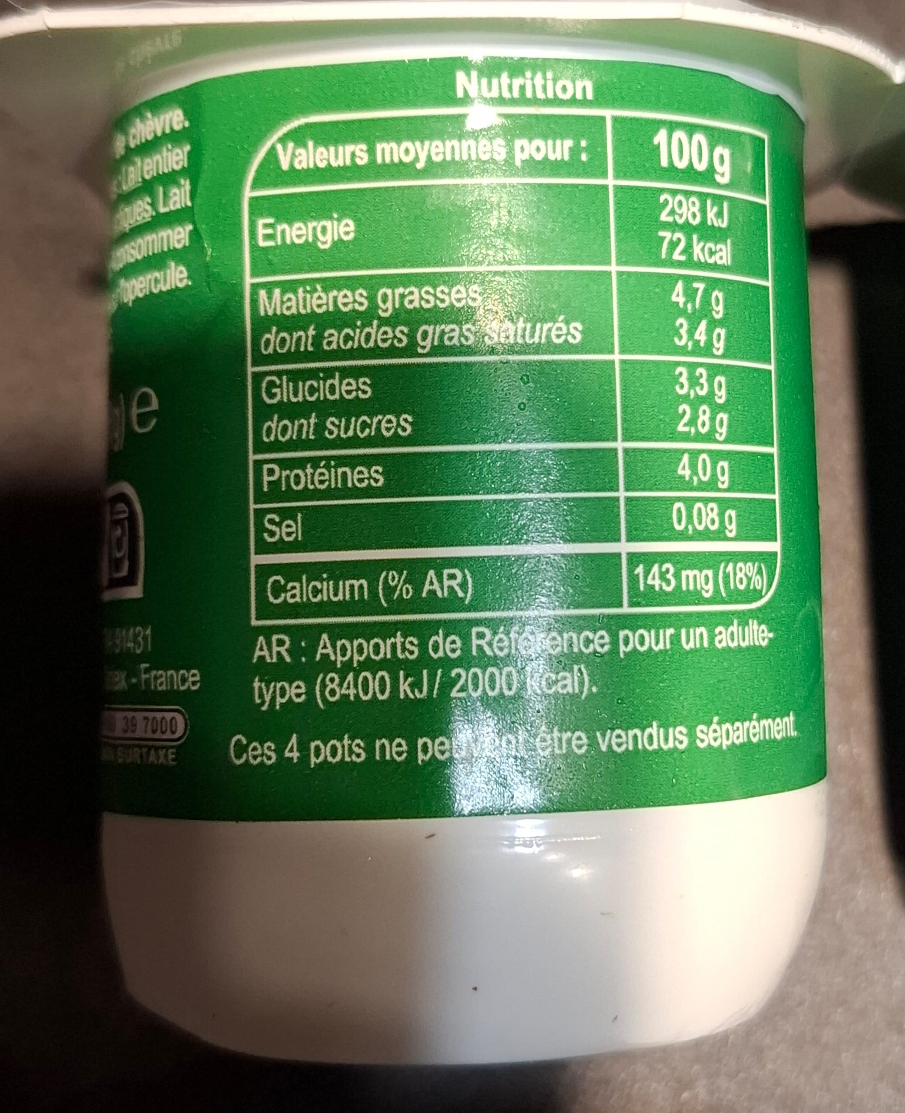 Carrefour Yaourt au lait de chèvre nature packshot