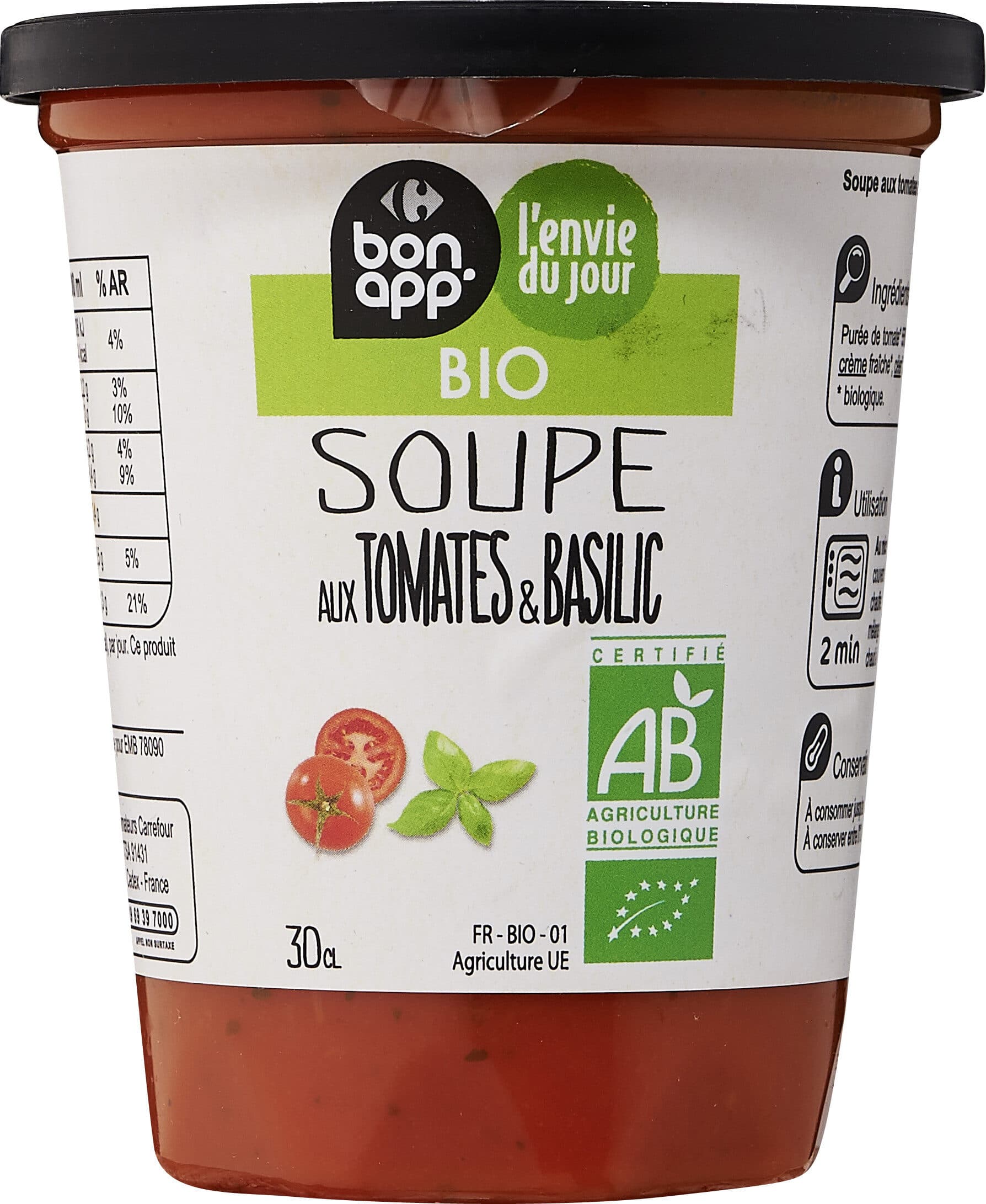 Bon App Soupe tomate basilic packshot