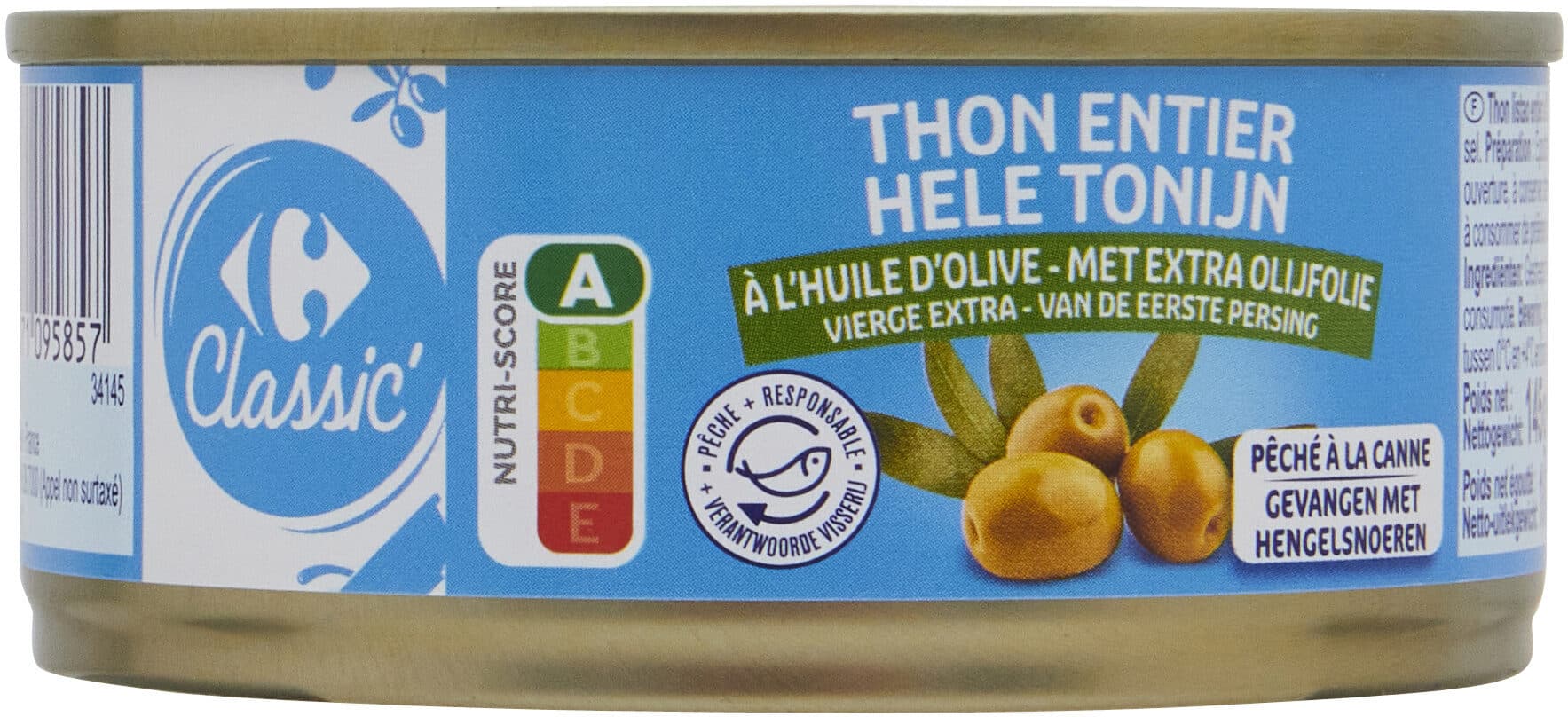 Carrefour Thon entier à l'huile d'olive vierge extra packshot